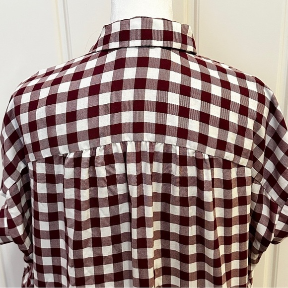 Madewell Gingham Plaid SS Popover Shirt XS Red - Picture 8 of 13